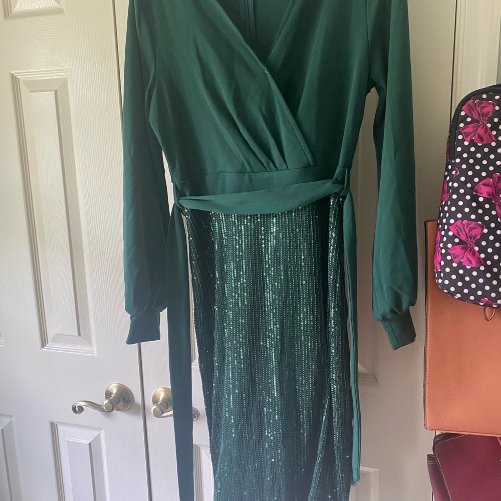Grace Karin Teal Long Sleeve Dress